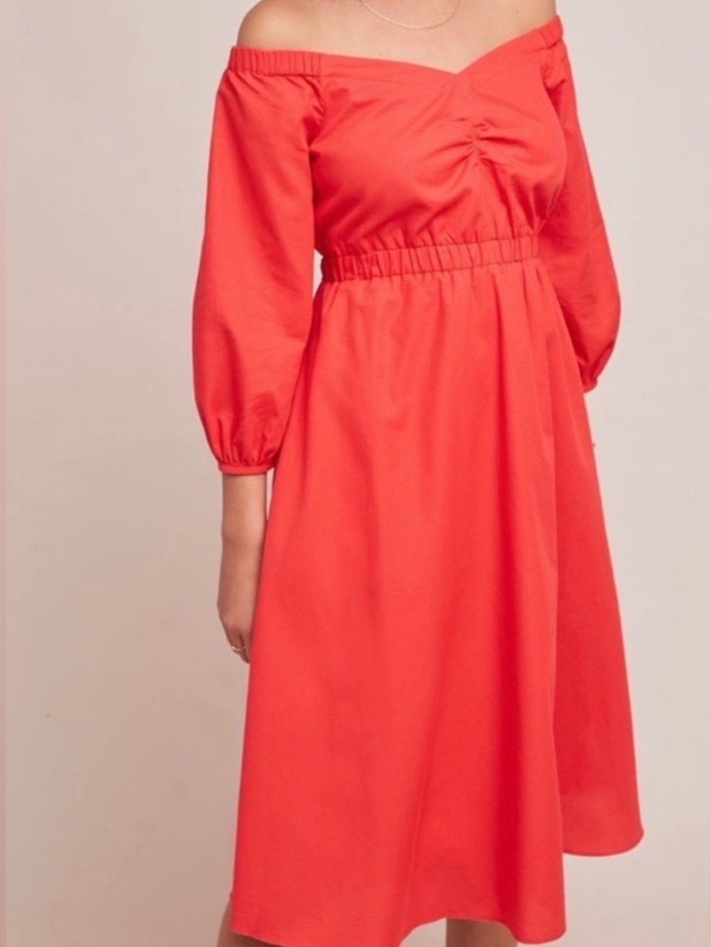Anthropologie Red Midi Dress